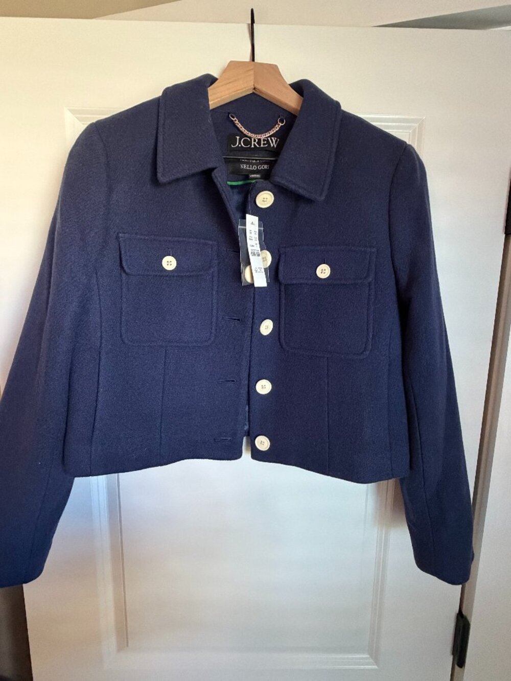 J. Crew Lady Jacket In Italian Stadium Cloth Wool Blend Navy Blue